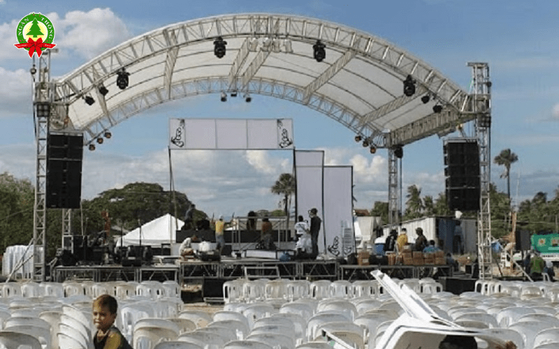 Khung sân khấu ngoài trời mái vòm - mái cong nghệ thuật 