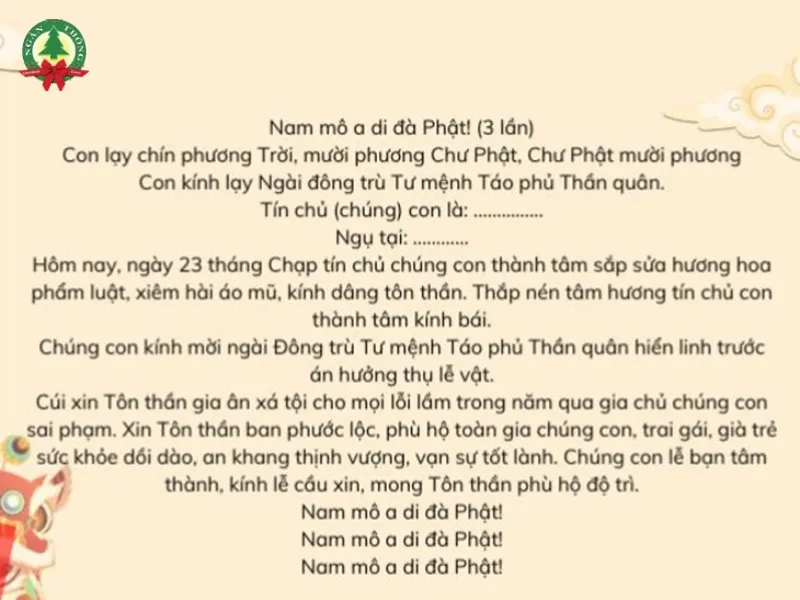 bài cúng đưa ông táo